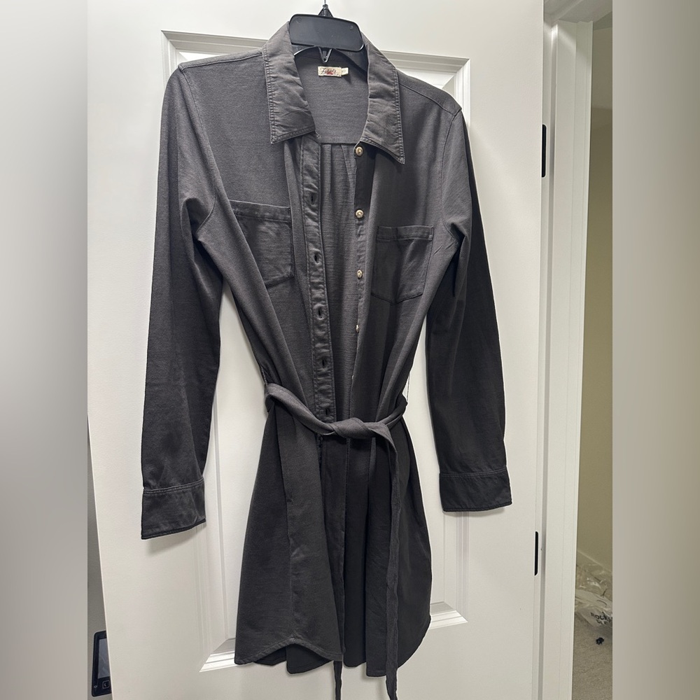 Faherty Charcoal Shirt Dress